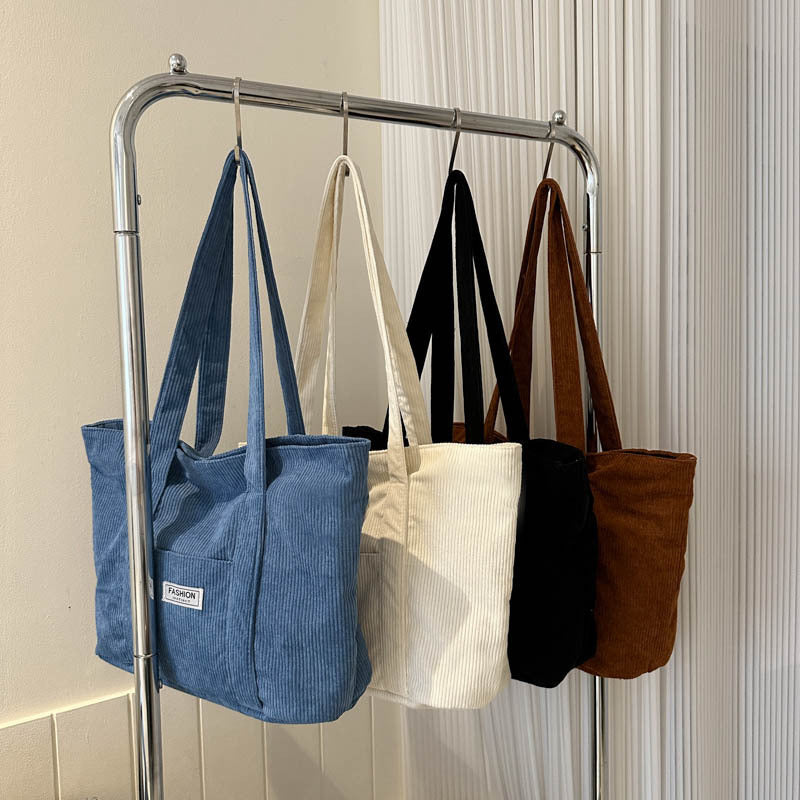 Women's Corduroy Tote Bag | Stylish & Minimalist Large-Capacity Shoulder Bag for Commuting