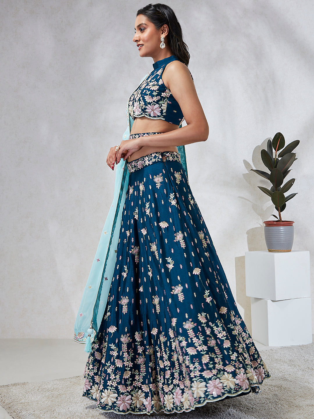 Georgette Sequins with Heavy Zarkan Embroidered Stitched Lehenga choli