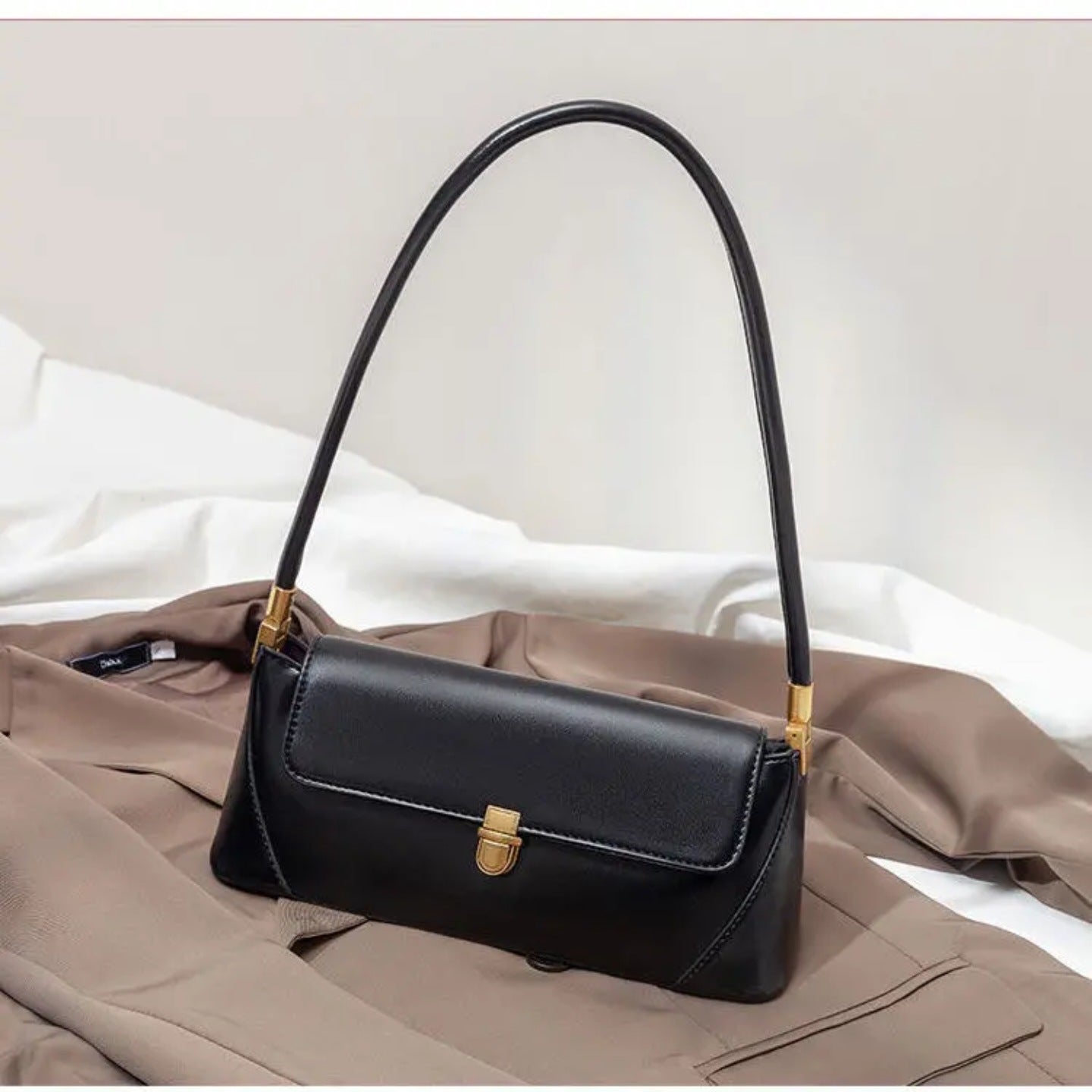 Women's Parisian Baguette Satchel – Vintage Underarm Bag with Convertible Strap & Timeless Textured Leather