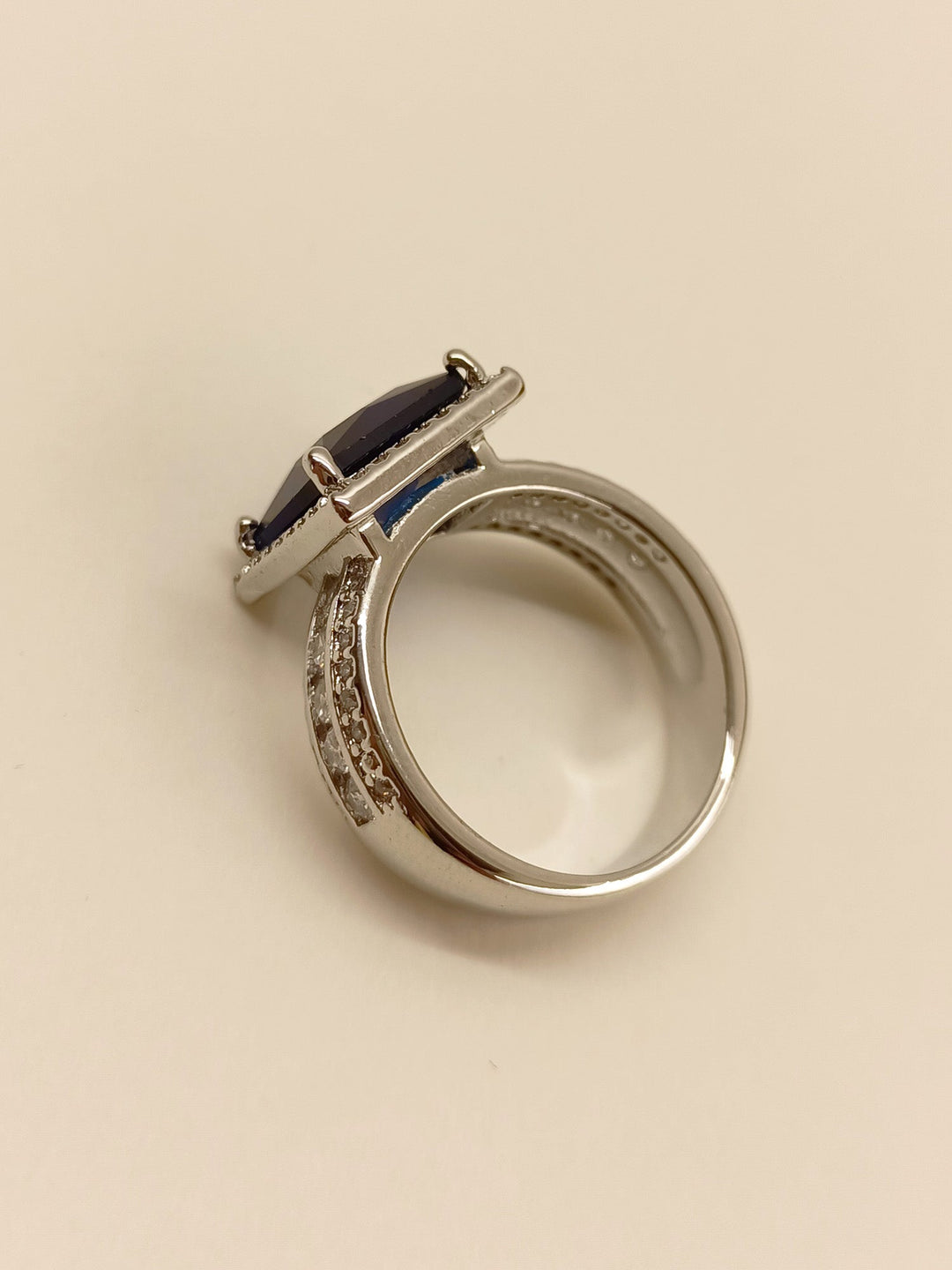  Stylish Sufiana Navy Blue American Diamond Finger Ring for adding a touch of sophistication