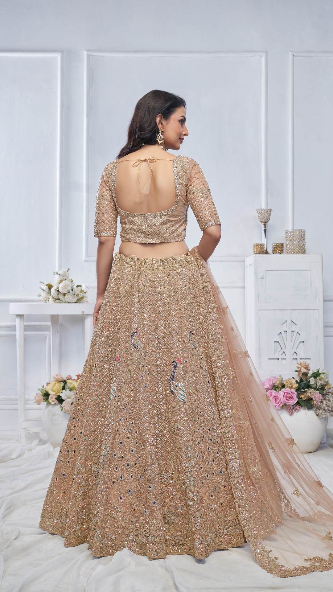 Mustard  Embroidered bridal wear lehenga