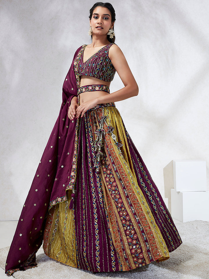 Position Print Chiffon with Sequins Embroidery Stitched Lehenga choli