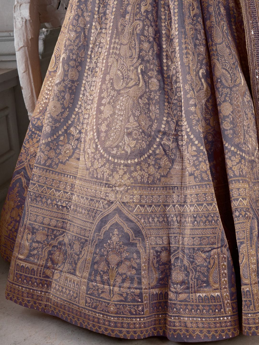 Luxurious Purple Jari Tissue Lehenga Adorned with Delicate Beadwork