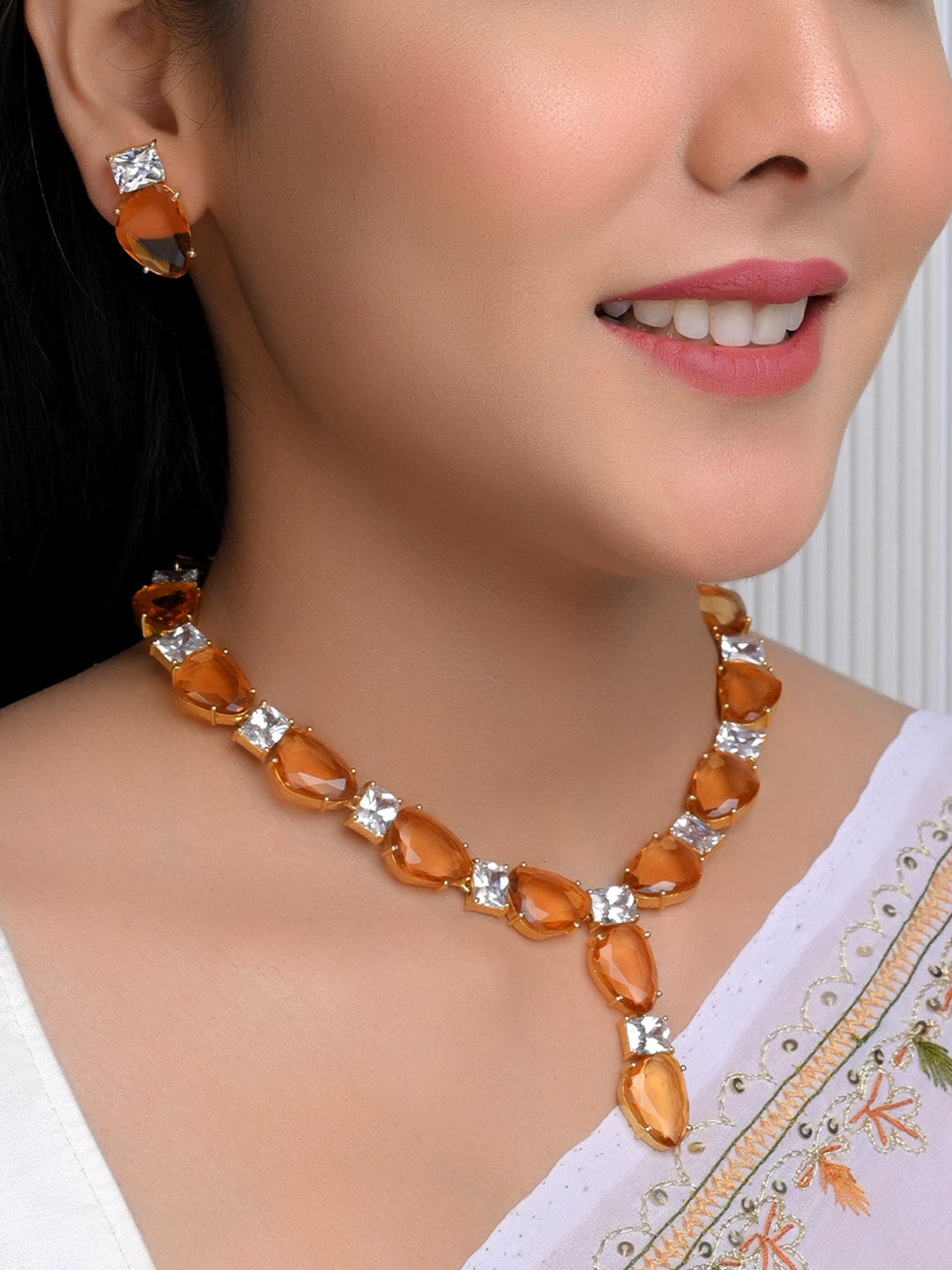 Mansi Copper American Diamond Set