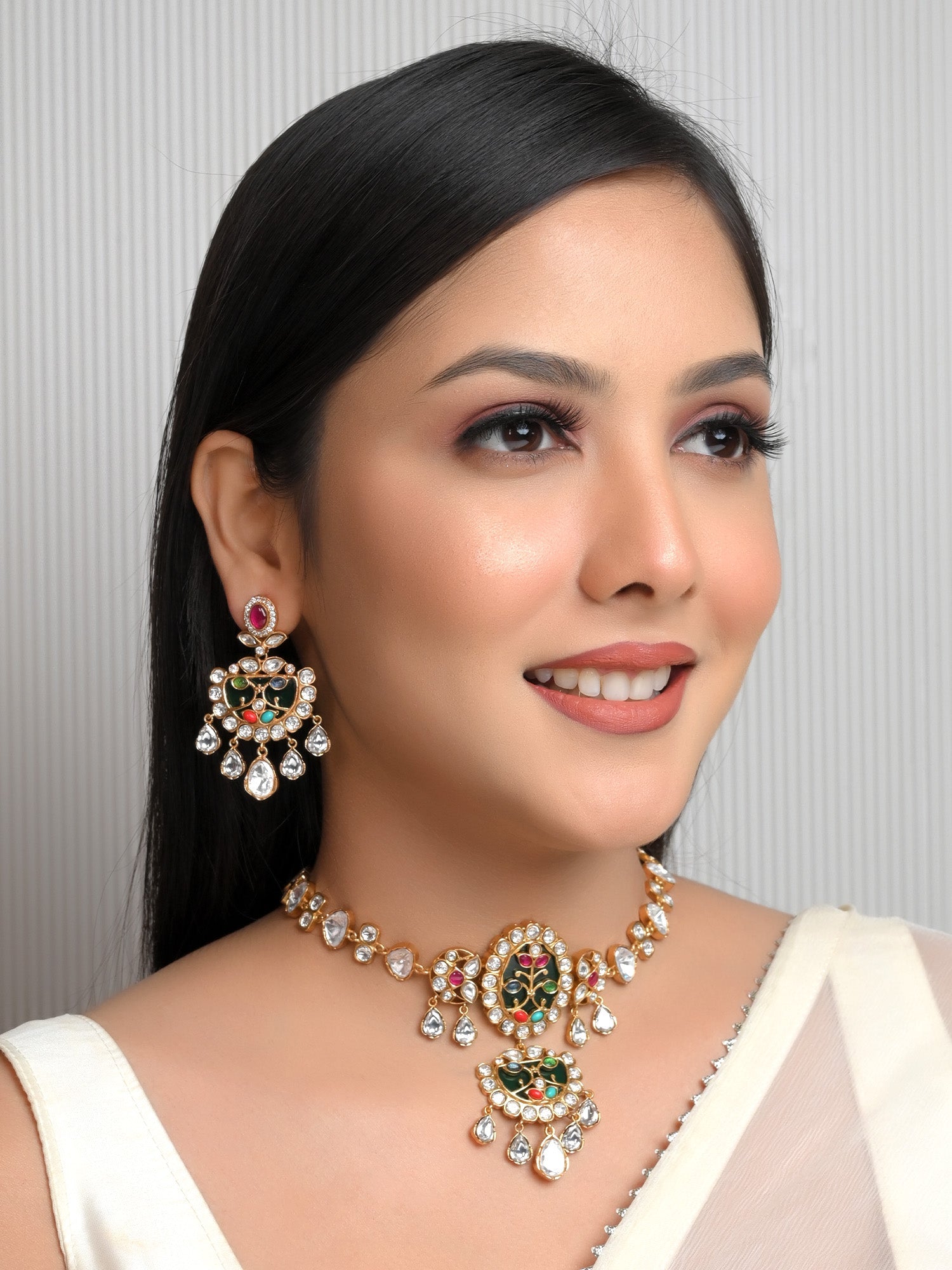 Yessa Multi Colour Boutique Choker Set - qivii