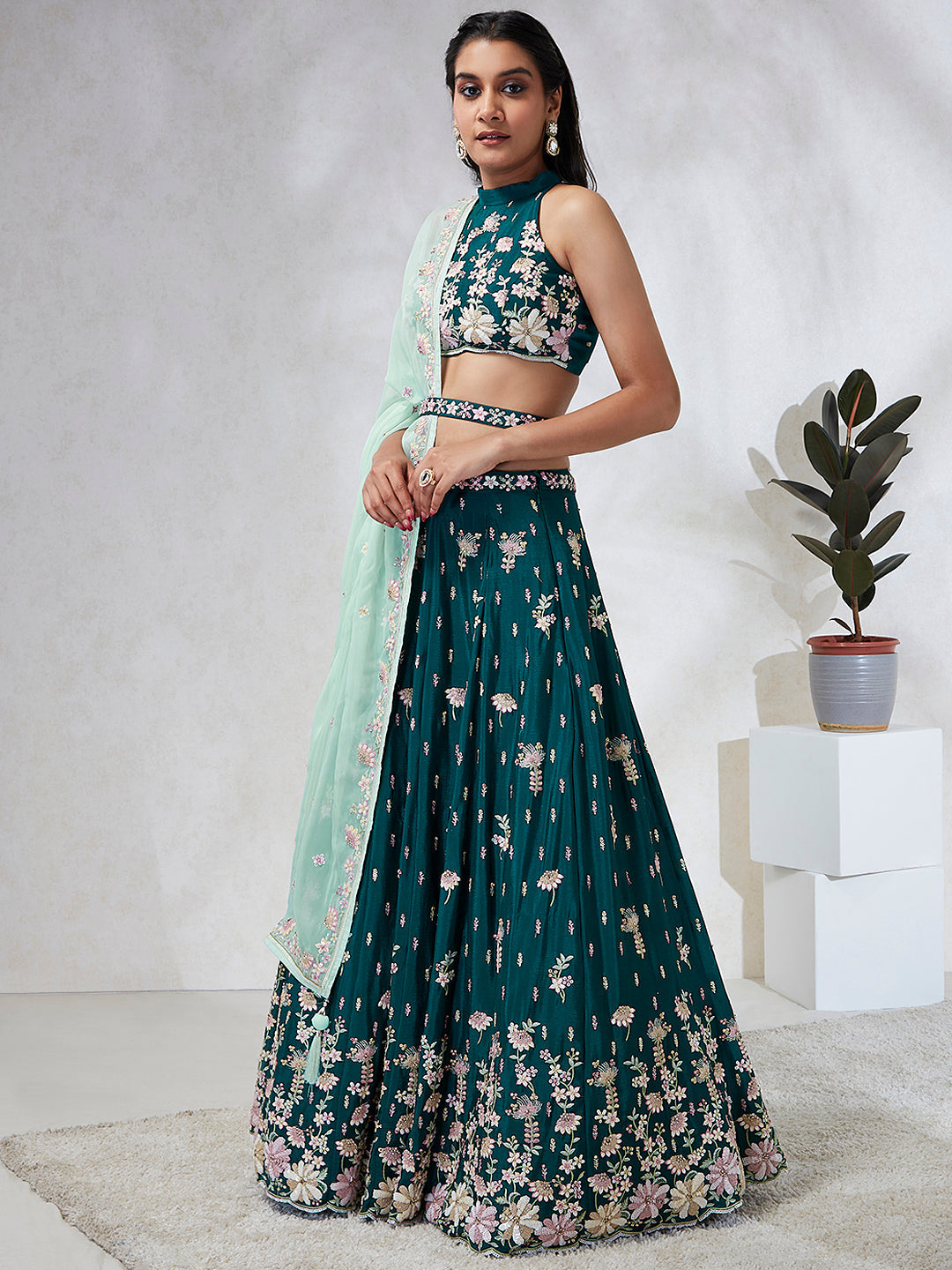 Georgette Sequins with Heavy Zarkan Embroidered Stitched Lehenga choli