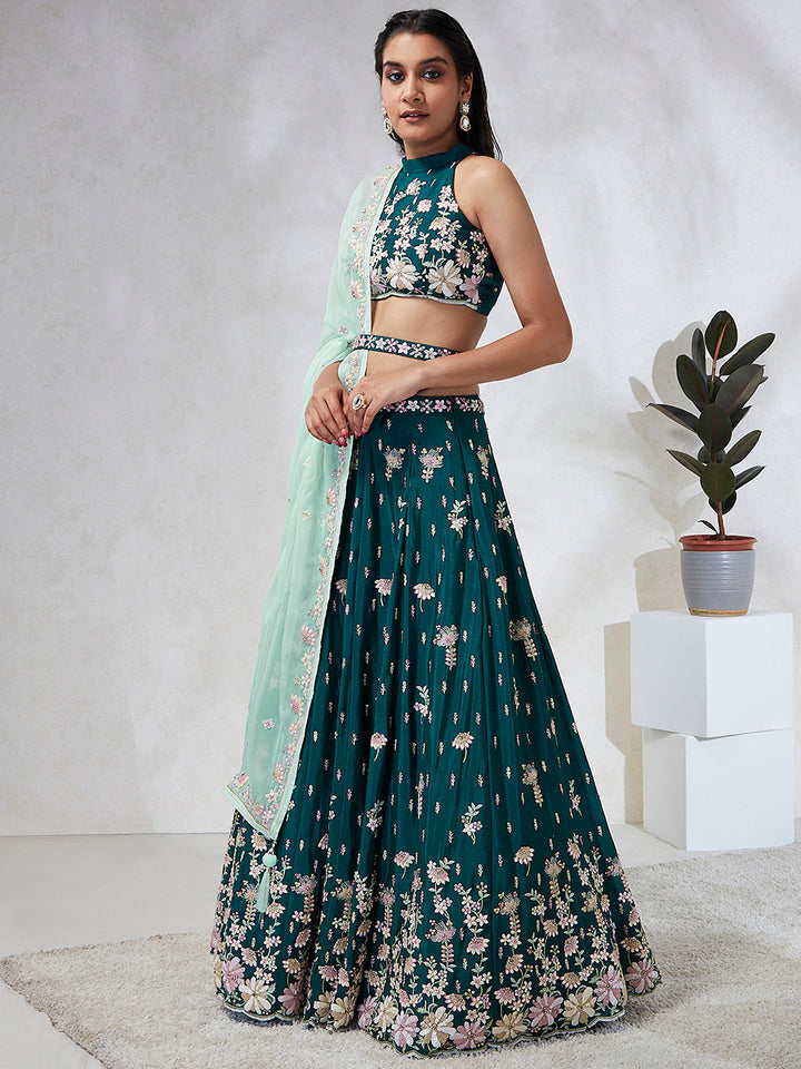 Georgette Sequins with Heavy Zarkan Embroidered Stitched Lehenga choli