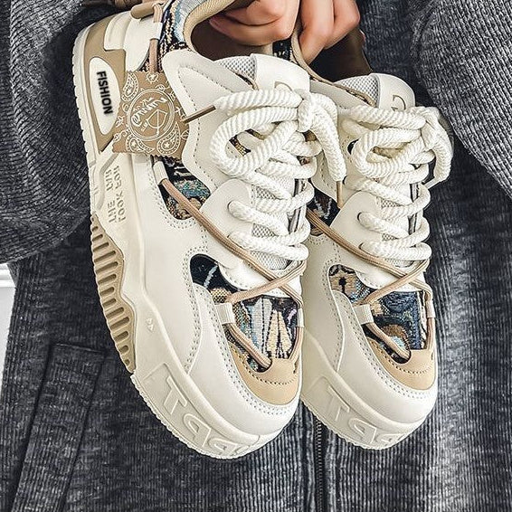 Women's Astelle Chunky Sneakers - Retro Panelled Platform Walking Shoes with Rope Laces (US 8-11)