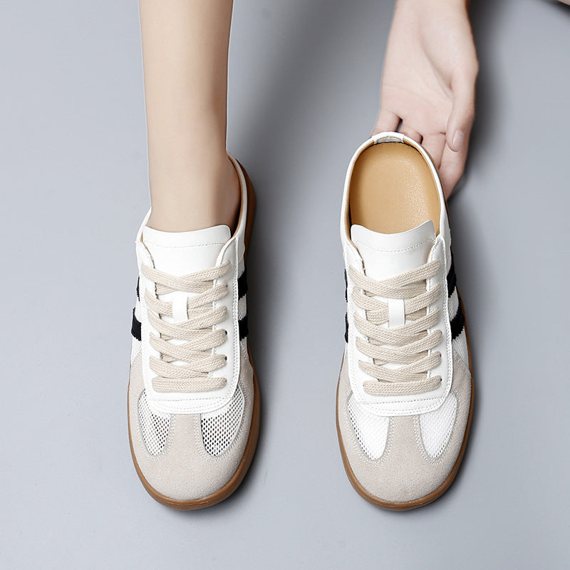 Women's Mesh Mule Slippers German Trainer - Inspired Slip-Ons for Women | Spring-Summer Comfort Shoes with Arch Support