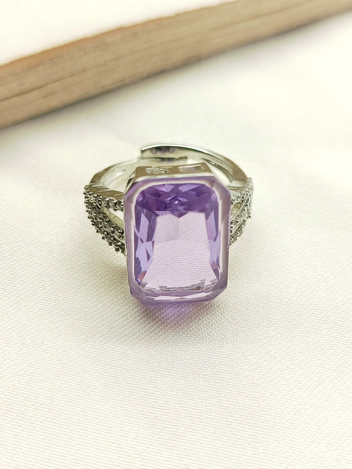 Beautiful Samina Lavender American Diamond Finger Ring with exquisite details and sparkling gemstones