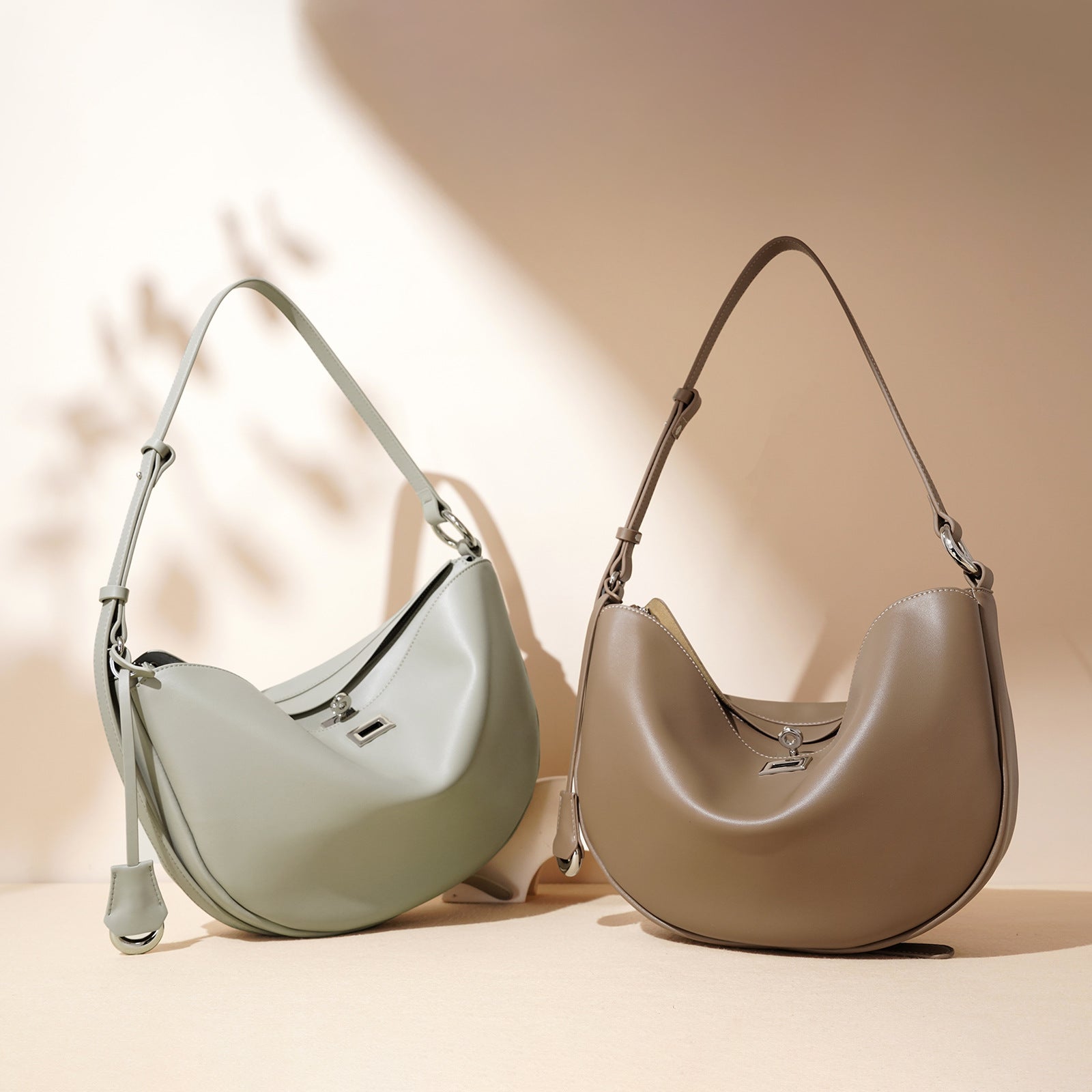 Women's Hush Rider Bucket — Genuine Leather Saddle Bag with Signature Lock Fastening & Convertible Shoulder Strap