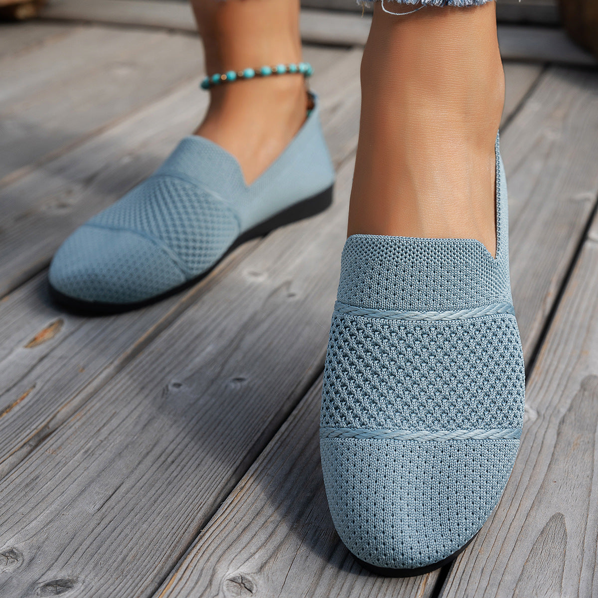 Women's Avielle Knit Flats - Lightweight Round-Toe Slip-On Shoes (US 5-10.5)