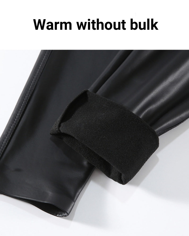 Plush Faux Crocodile Leggings Tight Stretch Leather Pants  - By Qivii