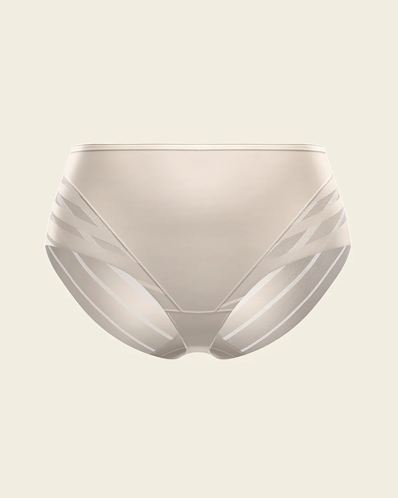 Lace Stripe Undetectable High Waist Briefs Underpants  - By Qivii