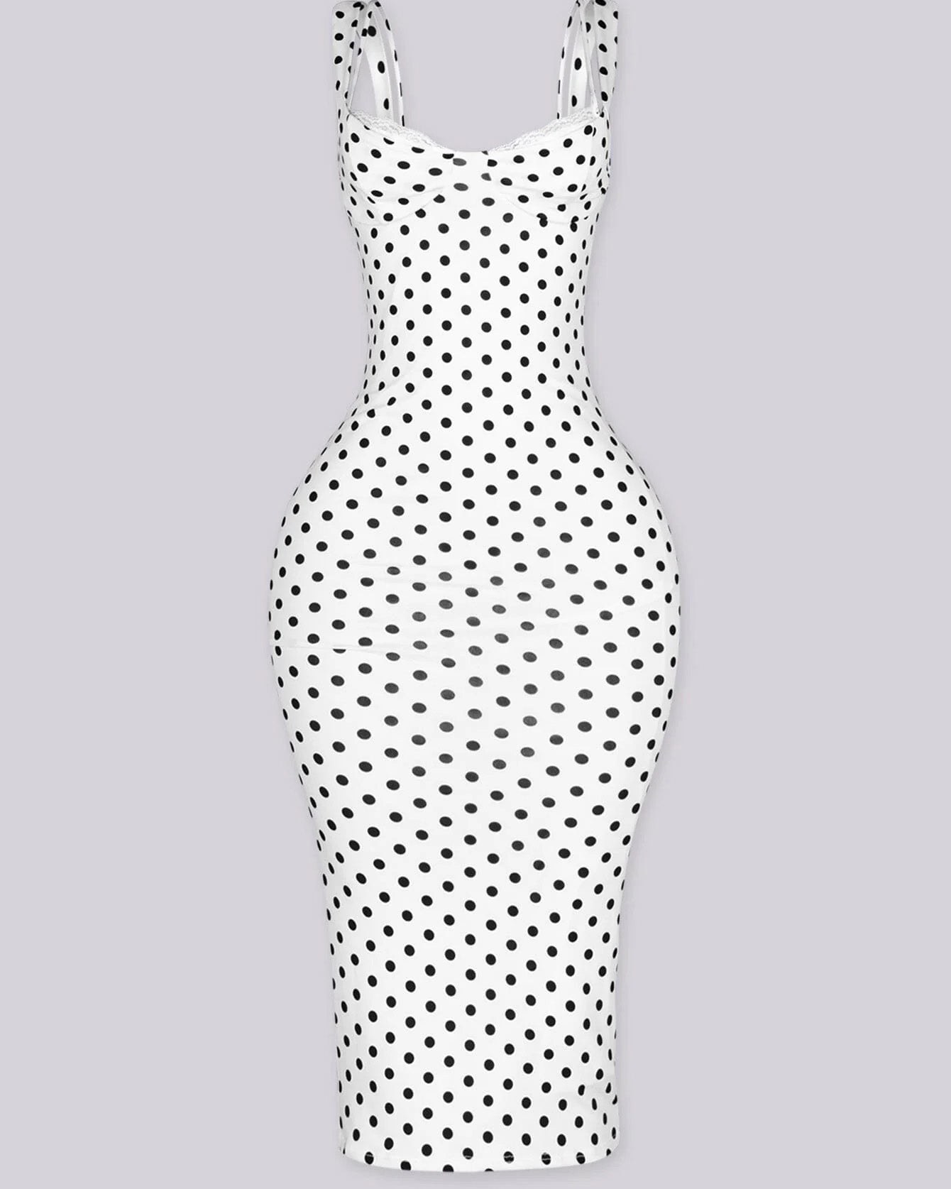 Women's Sexy Slim-Fit Stretchy Classic Polka Dot Hourglass Maxi Dress (Upgraded fabric)  - By Qivii