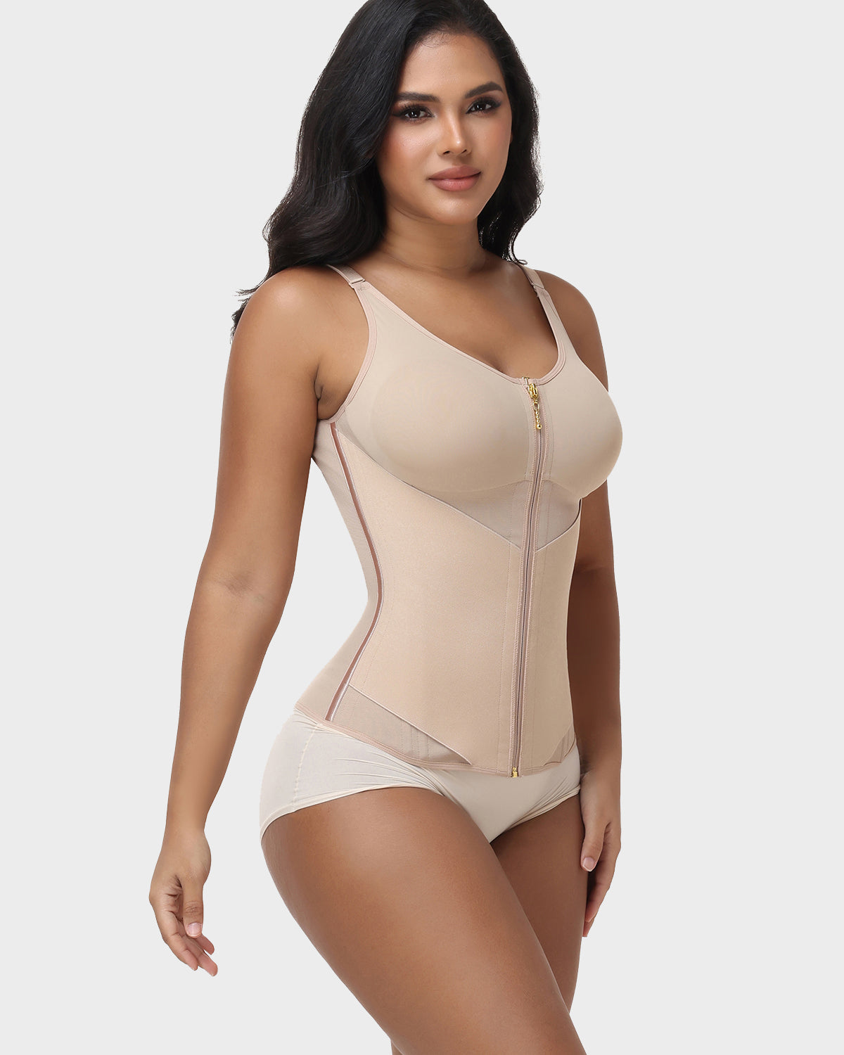 High Compression Adjustable Strap Hourglass Zipper Waist Trainer Shaping Vest
