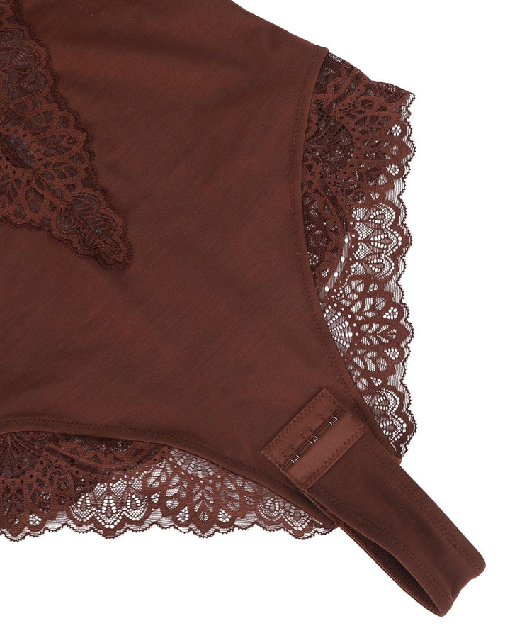 Sexy Lace Deep-V Neck Bodysuits  - By Qivii