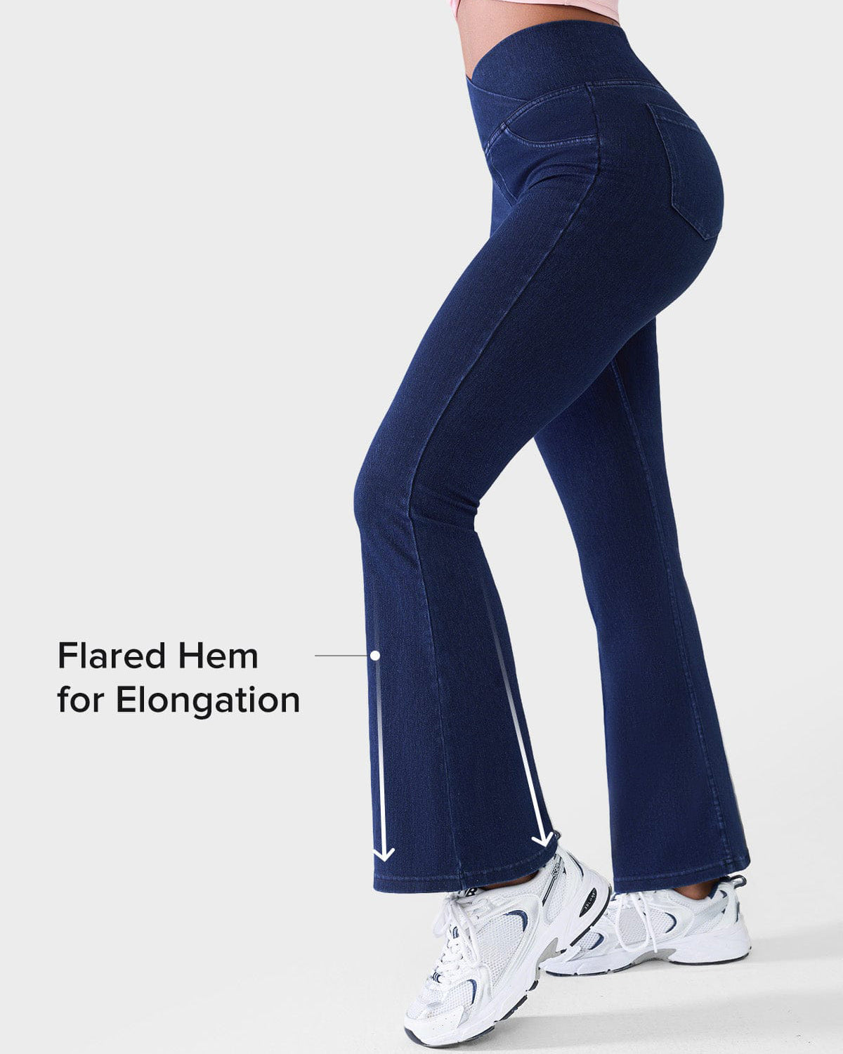 Cross V Waist Butt Lifting Stretch Denim Flare Jeans  - By Qivii