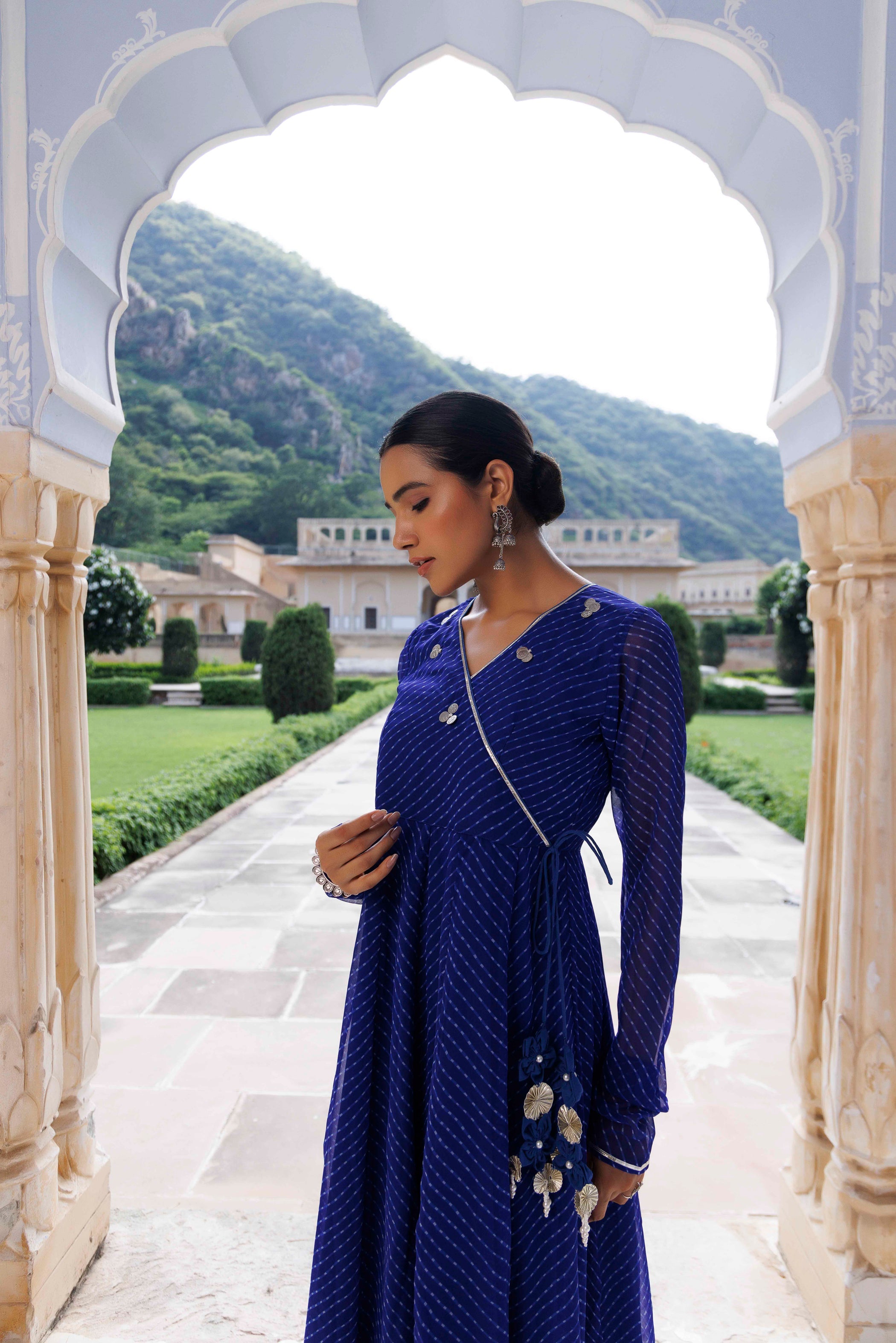 Blue Leheriya Kurta