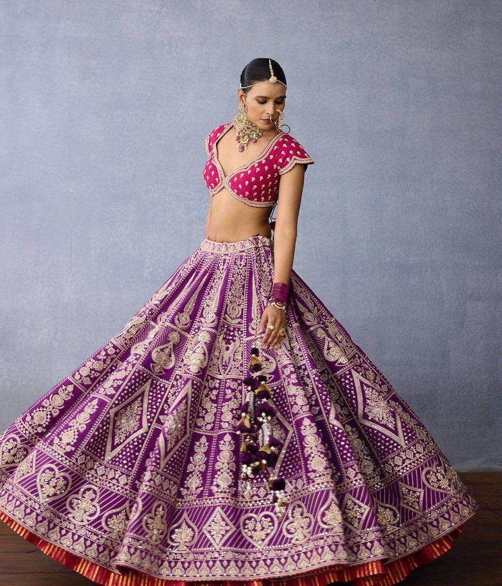 Purple color lehnga jalpari silk with intricate embroidery and sequence design work