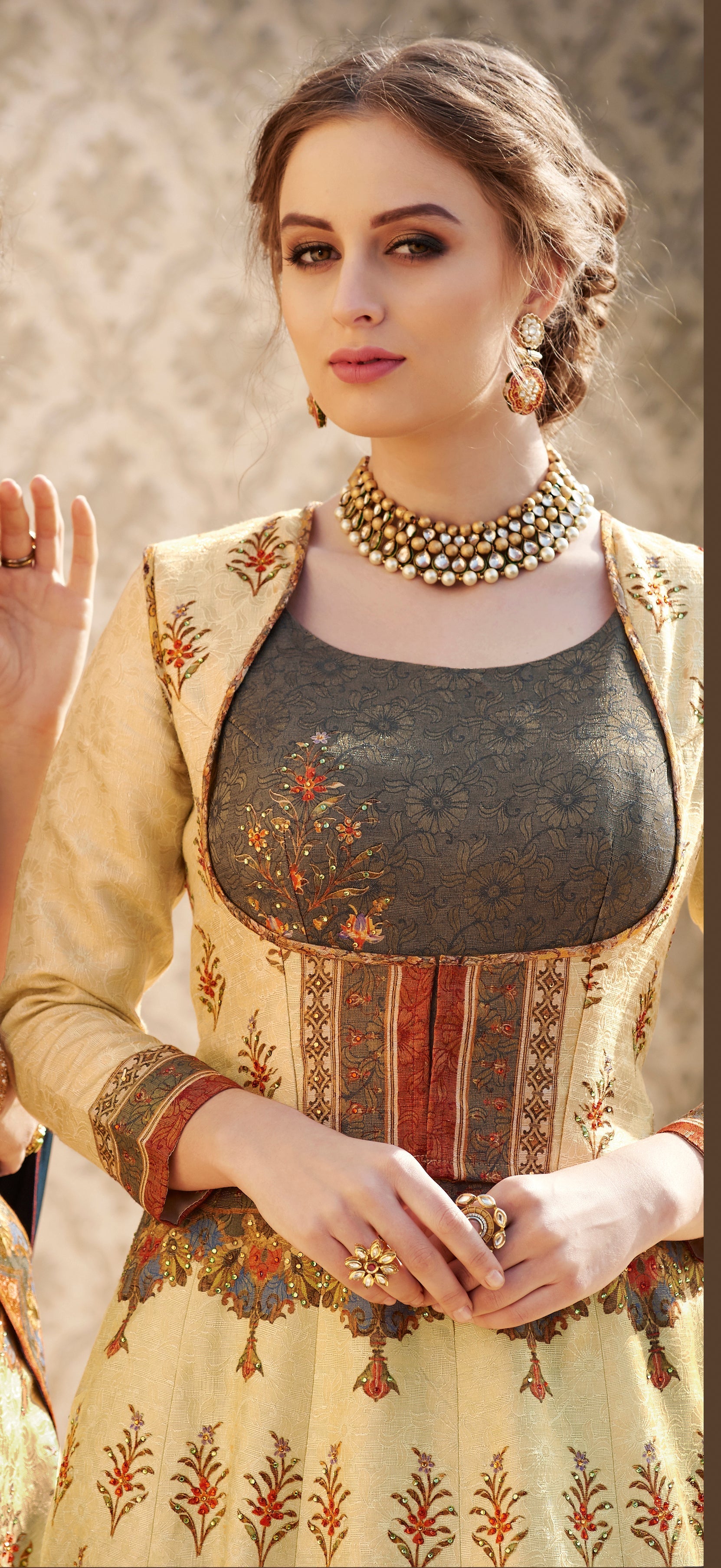 Banarasi Grace: A Viscose Jacquard Silk Gown Fit for a Queen - qivii