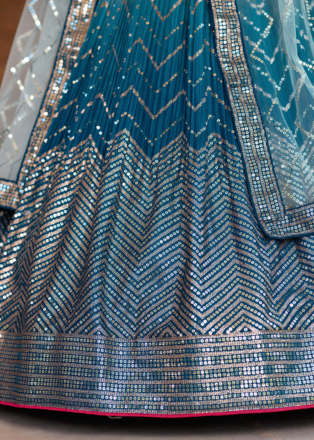 Shades Of Blue Soft Net Lehenga Choli with Sequins & Thread Embroidery work | Ready To Wear - qivii