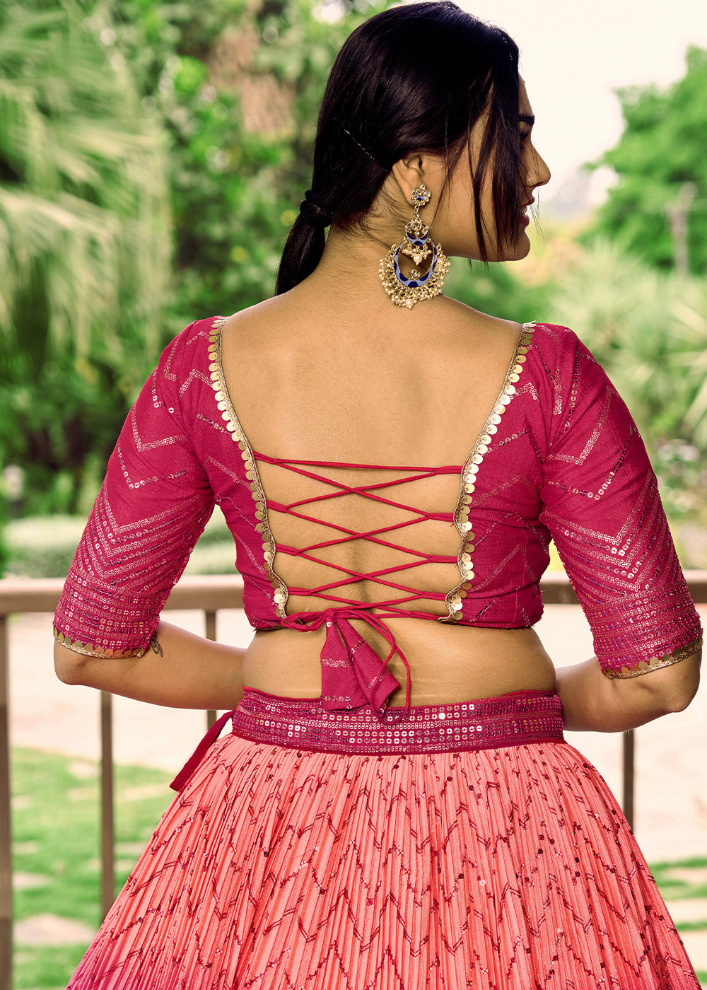 Shades Of Pink Soft Net Lehenga Choli with Sequins & Thread Embroidery work | Ready To Wear - qivii