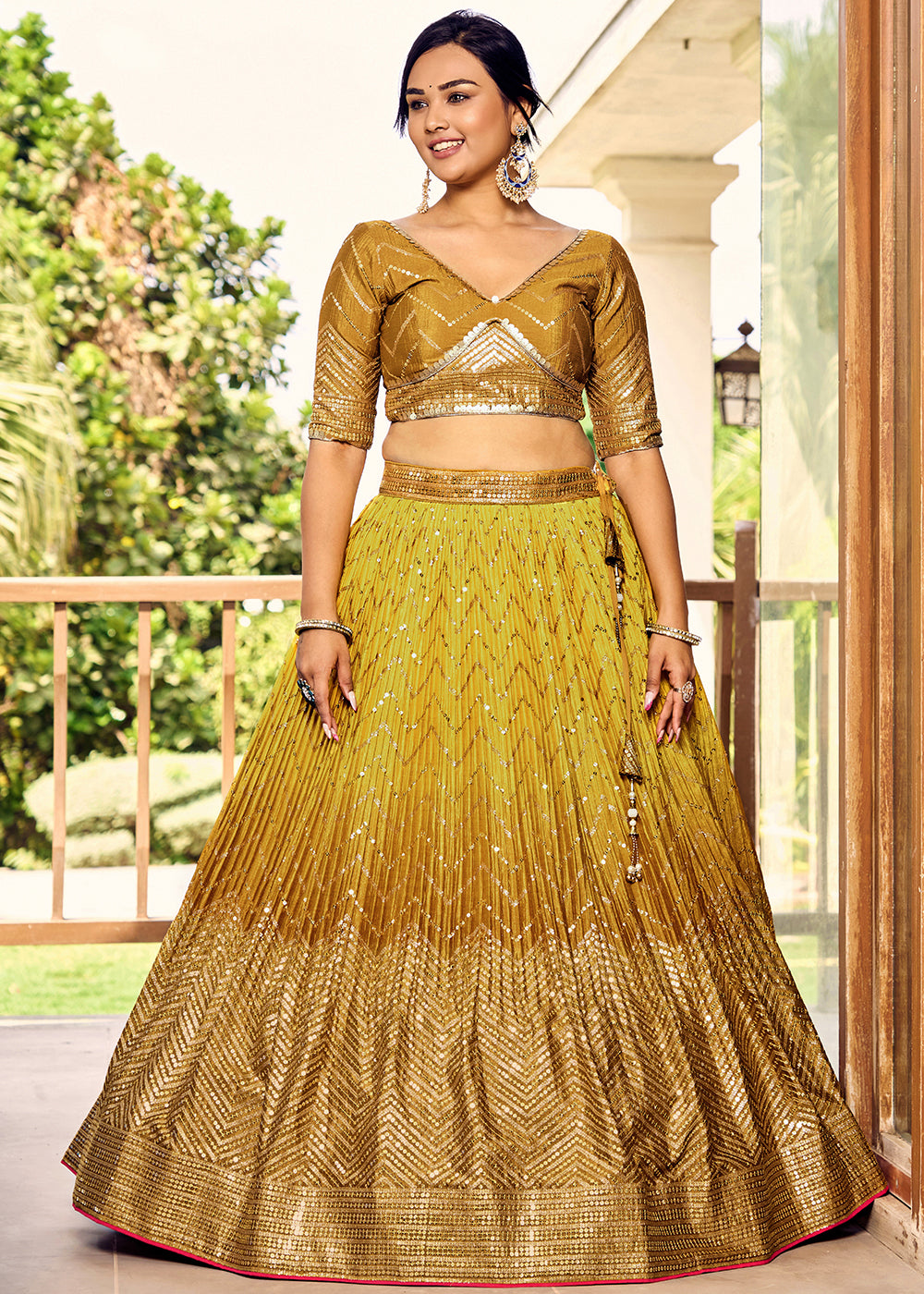 Shades Of Yellow Soft Net Lehenga Choli with Sequins & Thread Embroidery work | Ready To Wear - qivii