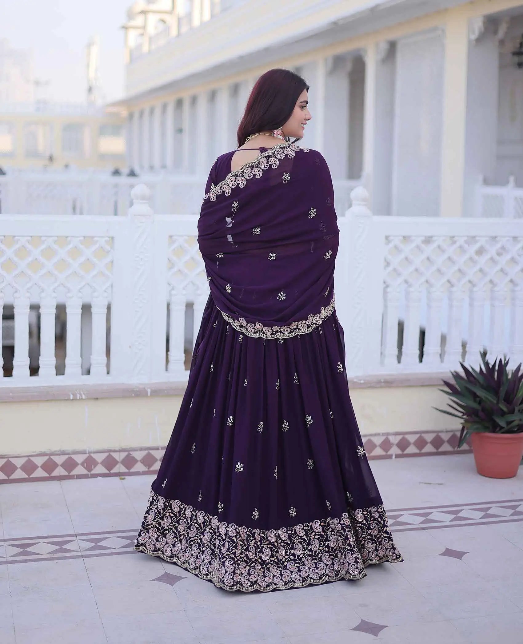Ebony Heavy Embroidery Work Lehenga