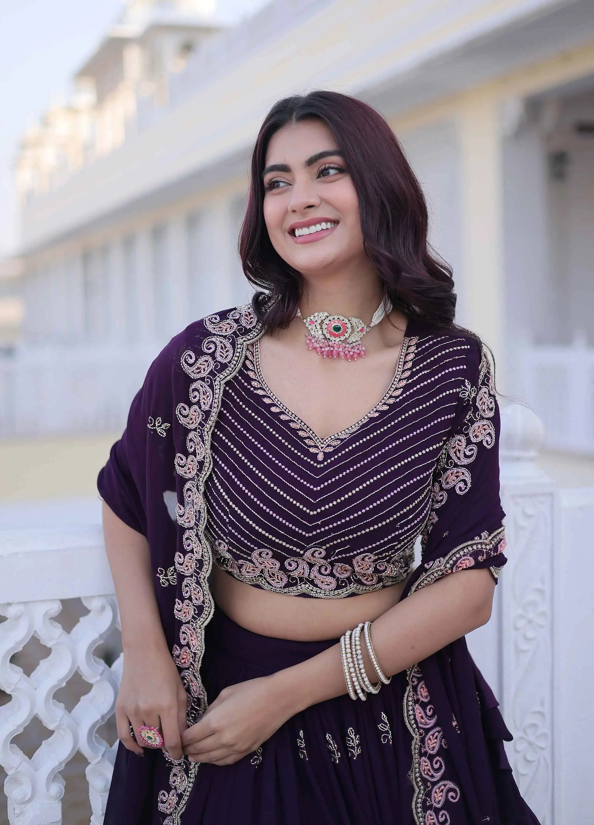 Ebony Heavy Embroidery Work Lehenga