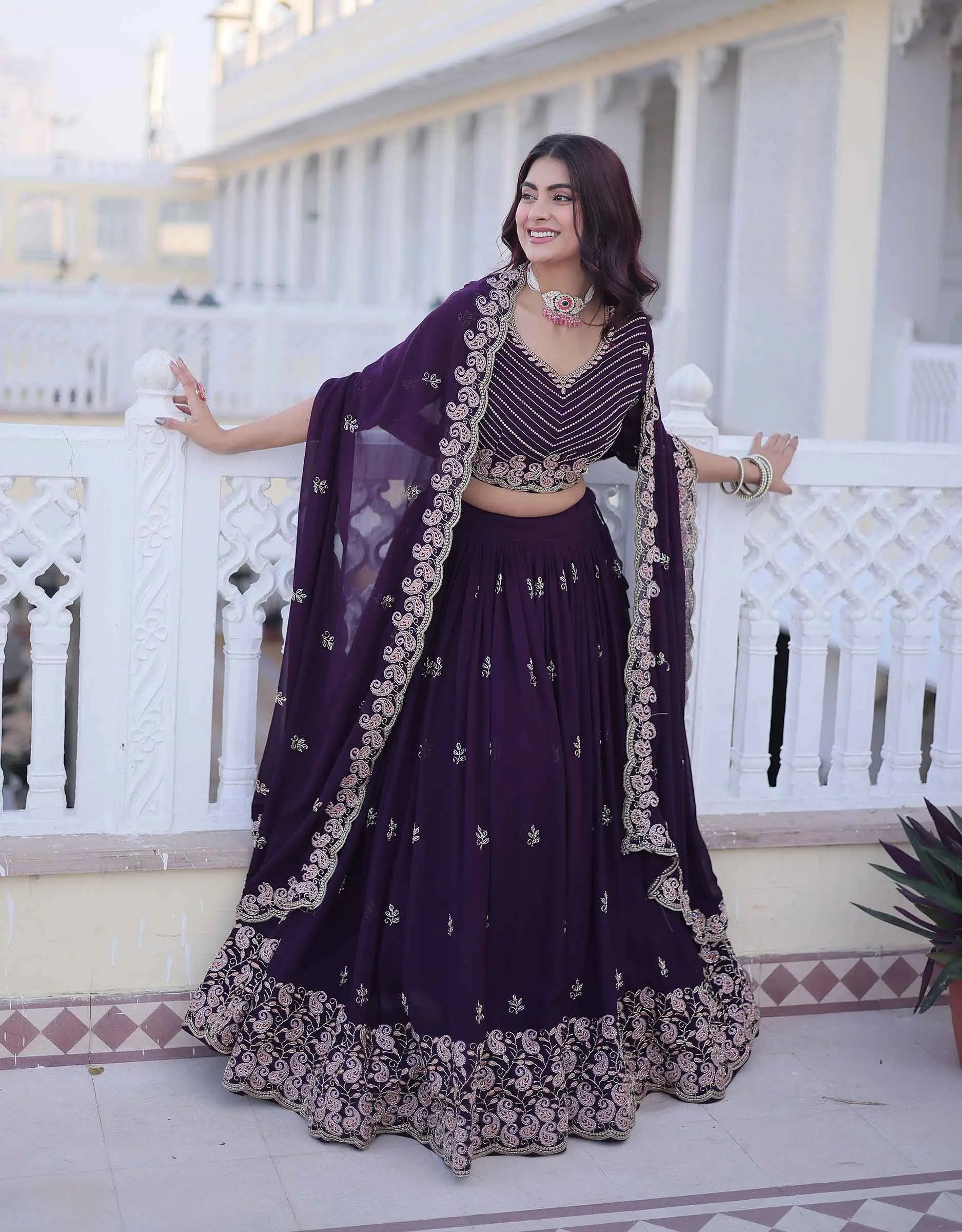 Ebony Heavy Embroidery Work Lehenga