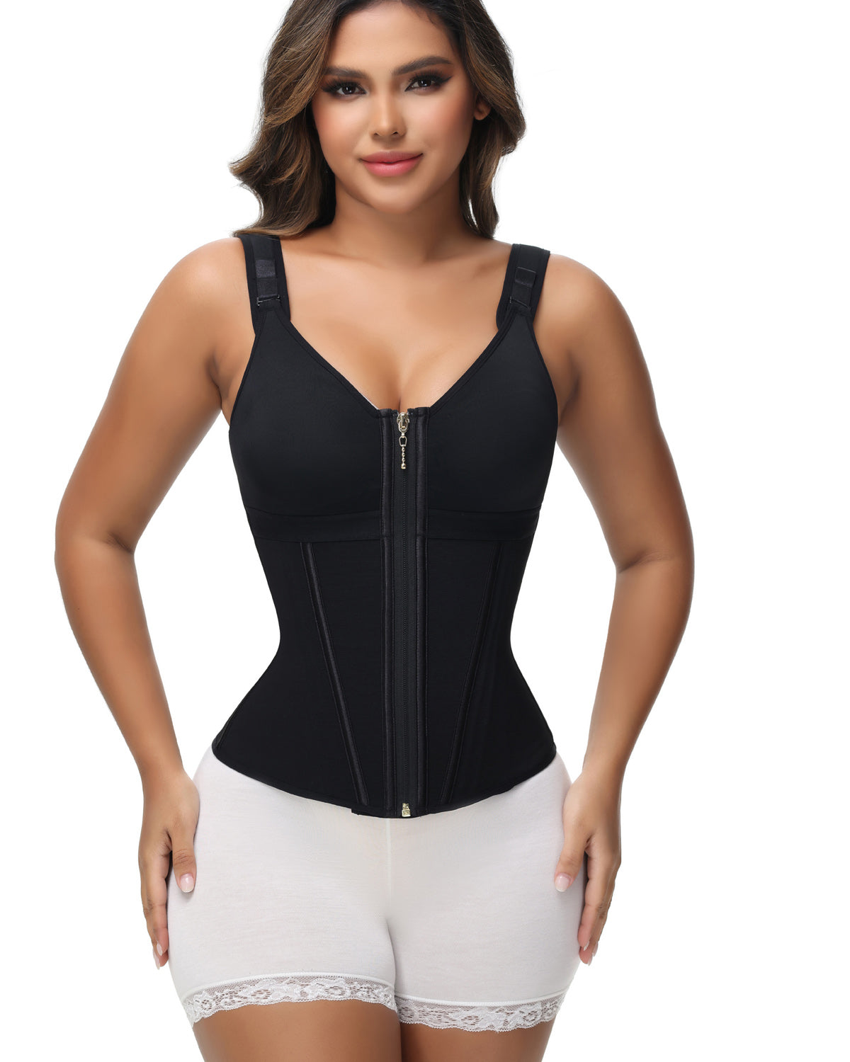 Women's Leopard Print Vest Tummy Control Waist Trainer With Bra