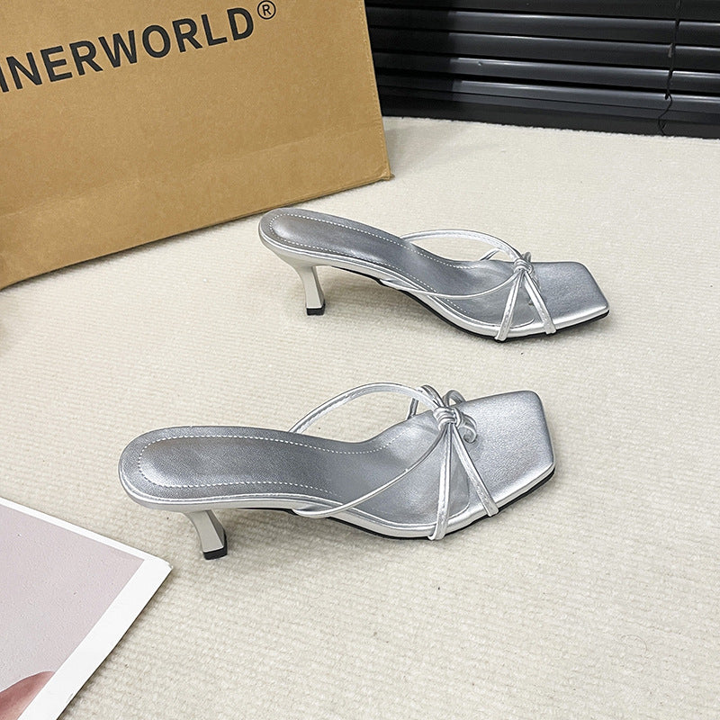 Women’s Colette Thong Heeled Slides – French-Style Strappy Toe-Post Stiletto Sandals (US4–10)