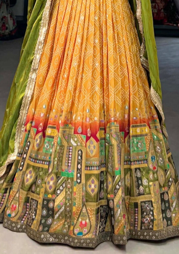 Pure Viscose Jacquard Silk Lehenga Choli In Mustard Color