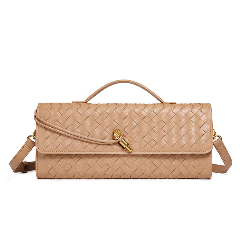 Women's Celestial Baguette Clutch - Kiss-Lock Woven Minaudière with Chain Strap