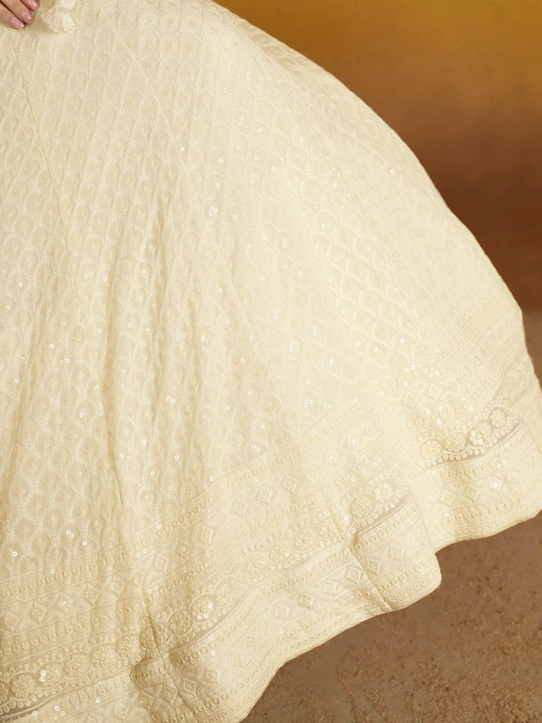 White Party Wear Lehenga With Sequins Embroidery Work And Dupatta - qivii