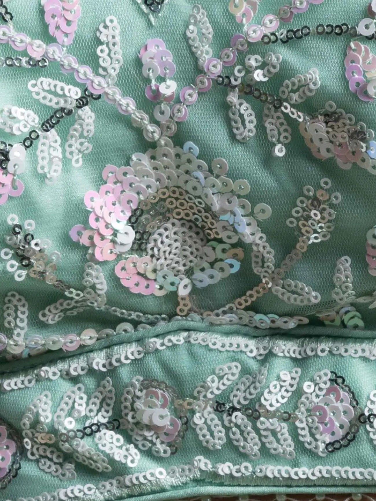 Sky Blue Sequins Work Net Lehenga Choli