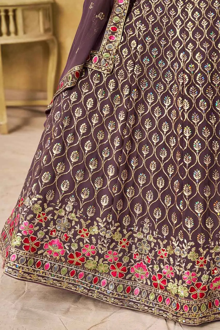 Dull Purple Sequins Embroidery Work Lehenga Choli