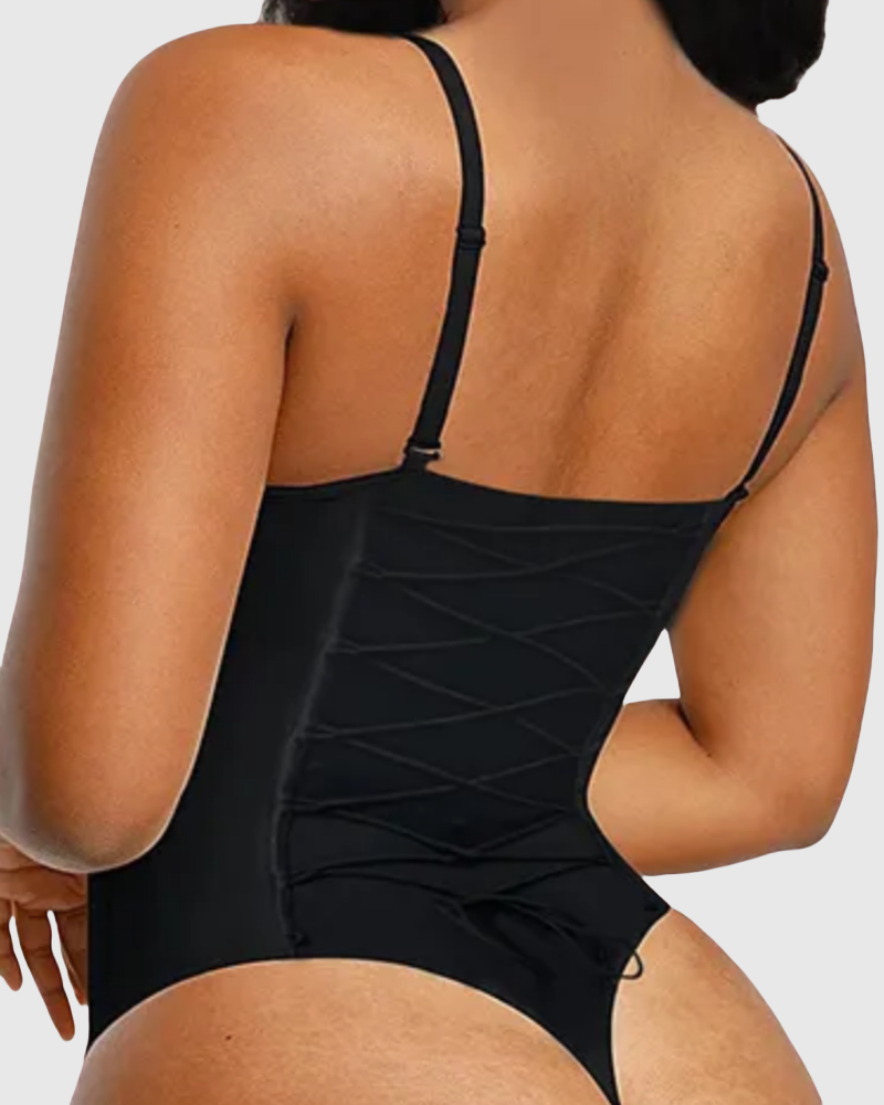 Shapshe® Sexy Back Lace-up Thong Seamless Skinny Bodysuit  - By Qivii