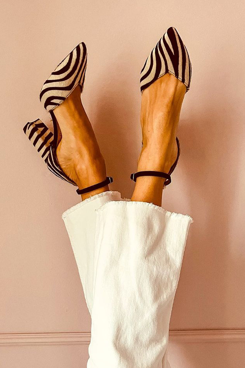 Zebrina™ | Sandalen met middelhoge hak en zebrapatroon  - By Qivii