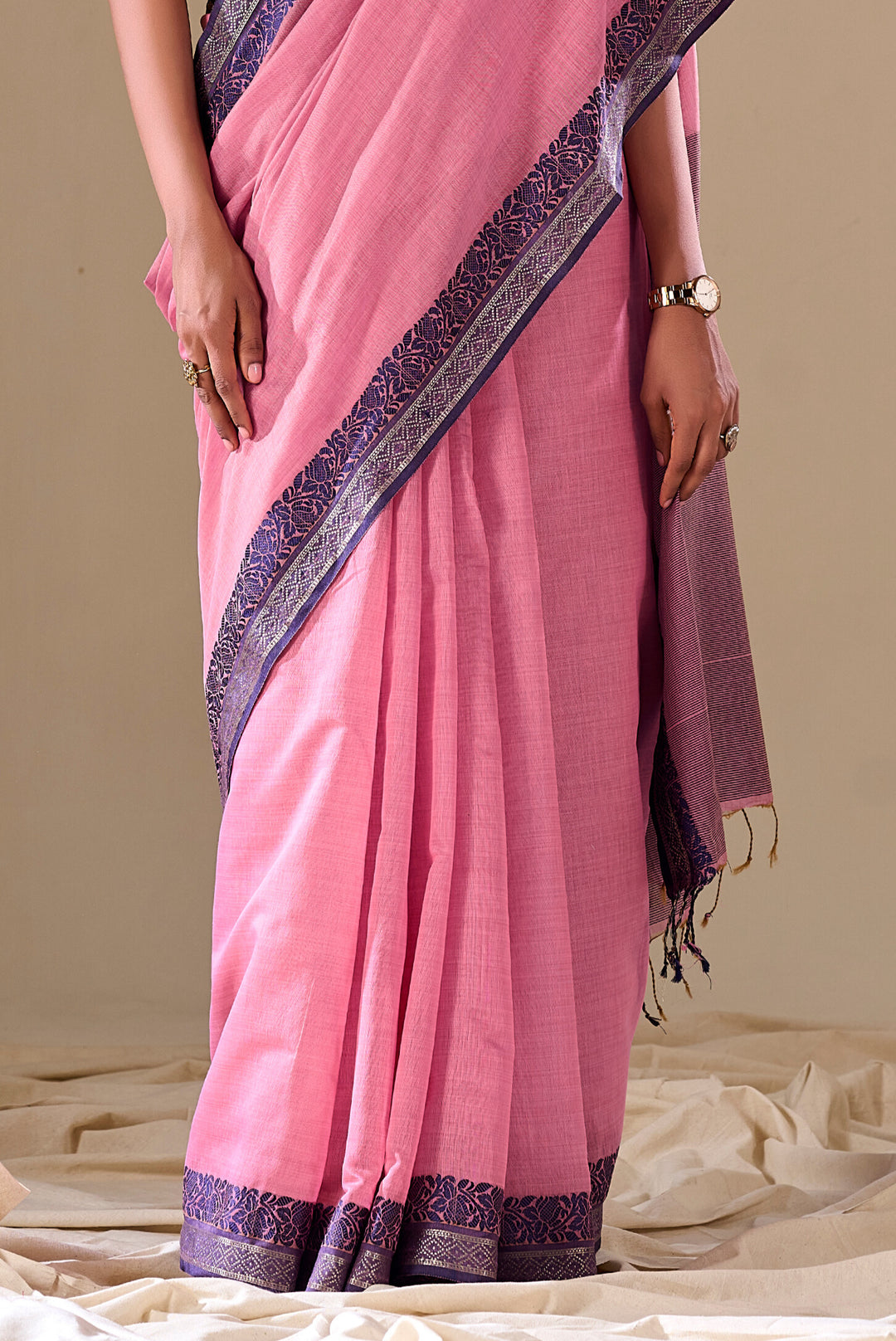 PINK COLOR SILK HANDLOOM COTTON SAREE