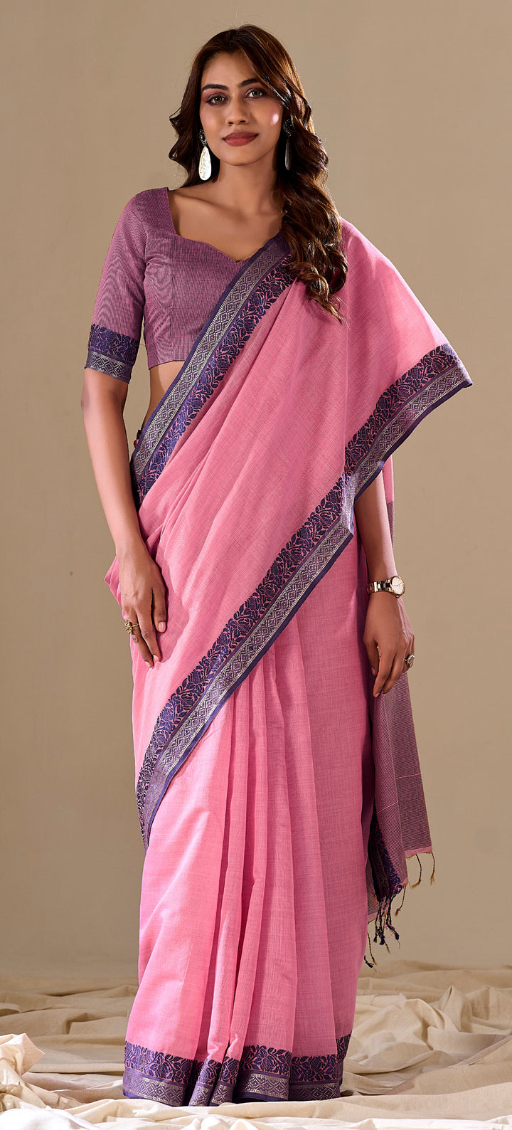 PINK COLOR SILK HANDLOOM COTTON SAREE