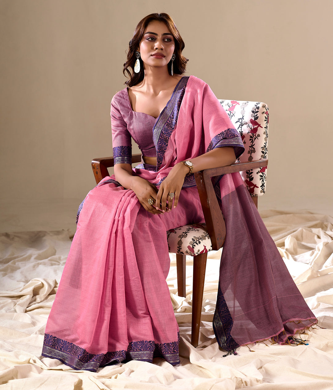 PINK COLOR SILK HANDLOOM COTTON SAREE