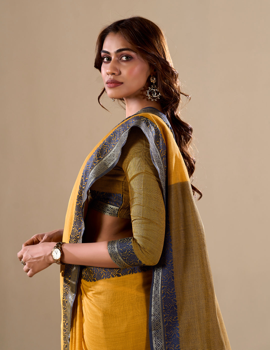 YELLOW COLOR SILK HANDLOOM COTTON SAREE