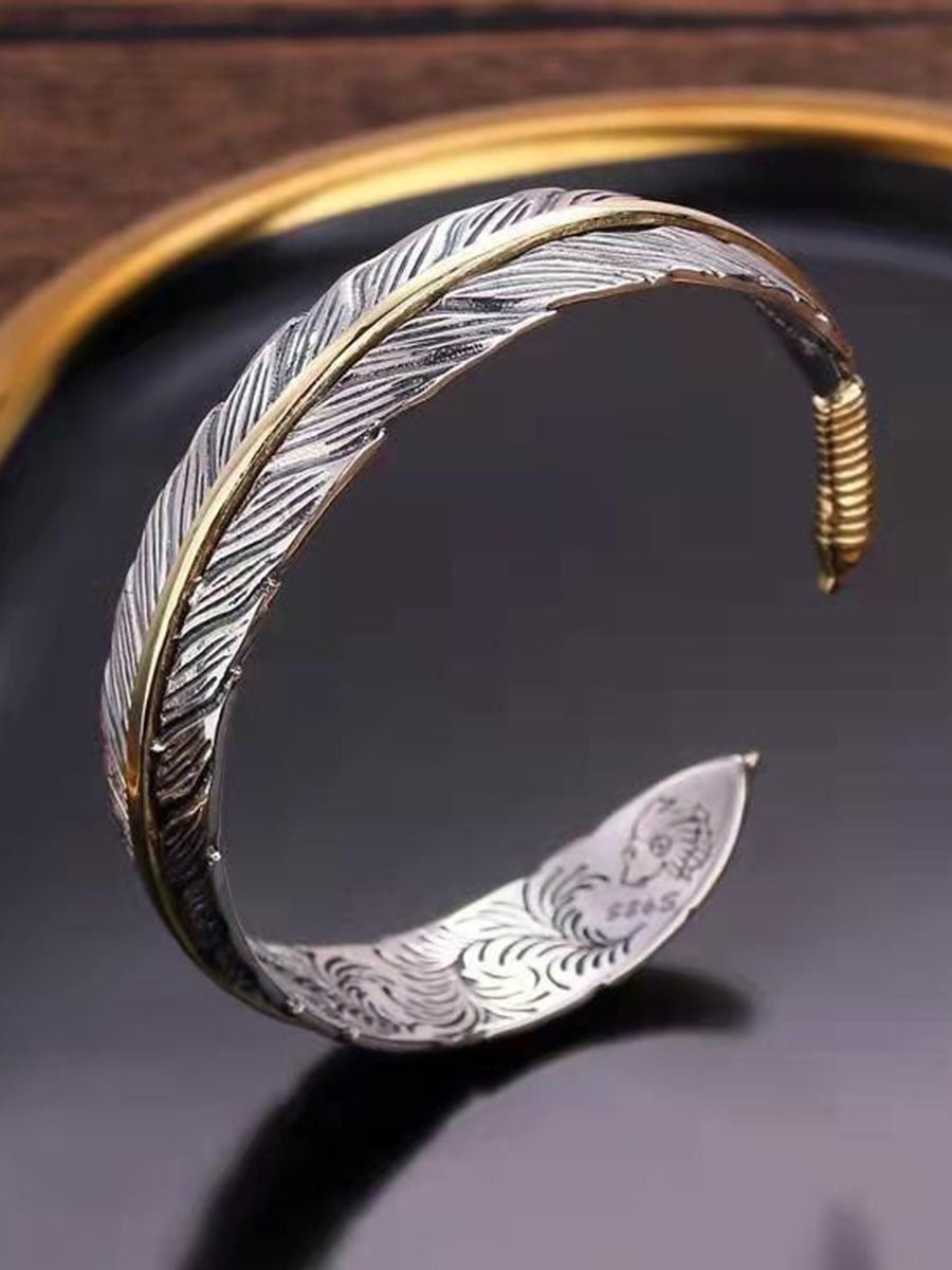Vintage Western Feather Cuff Bracelet  - By Qivii