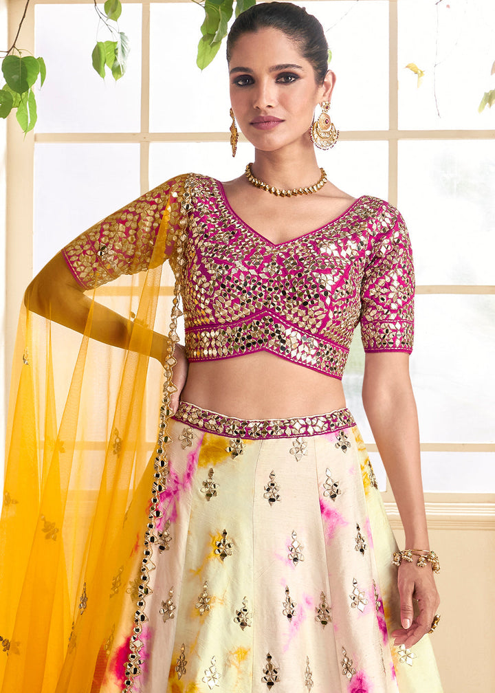 Multicolored Designer Silk lehenga Choli with Foil work