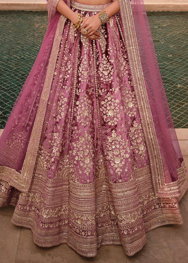 Viscose Lycra Silk Lehenga Choli in shades of pink with fully embroidered work and elegant design