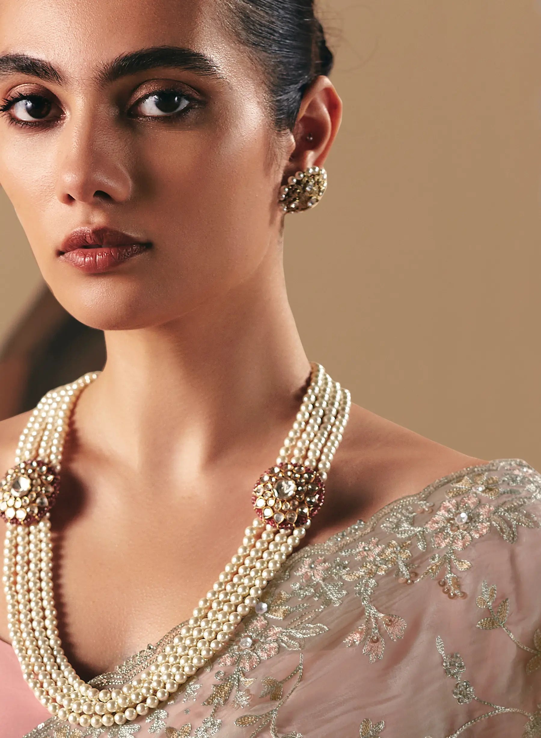 Dusty Grey Fancy Embroidery & Stone Work Saree - qivii