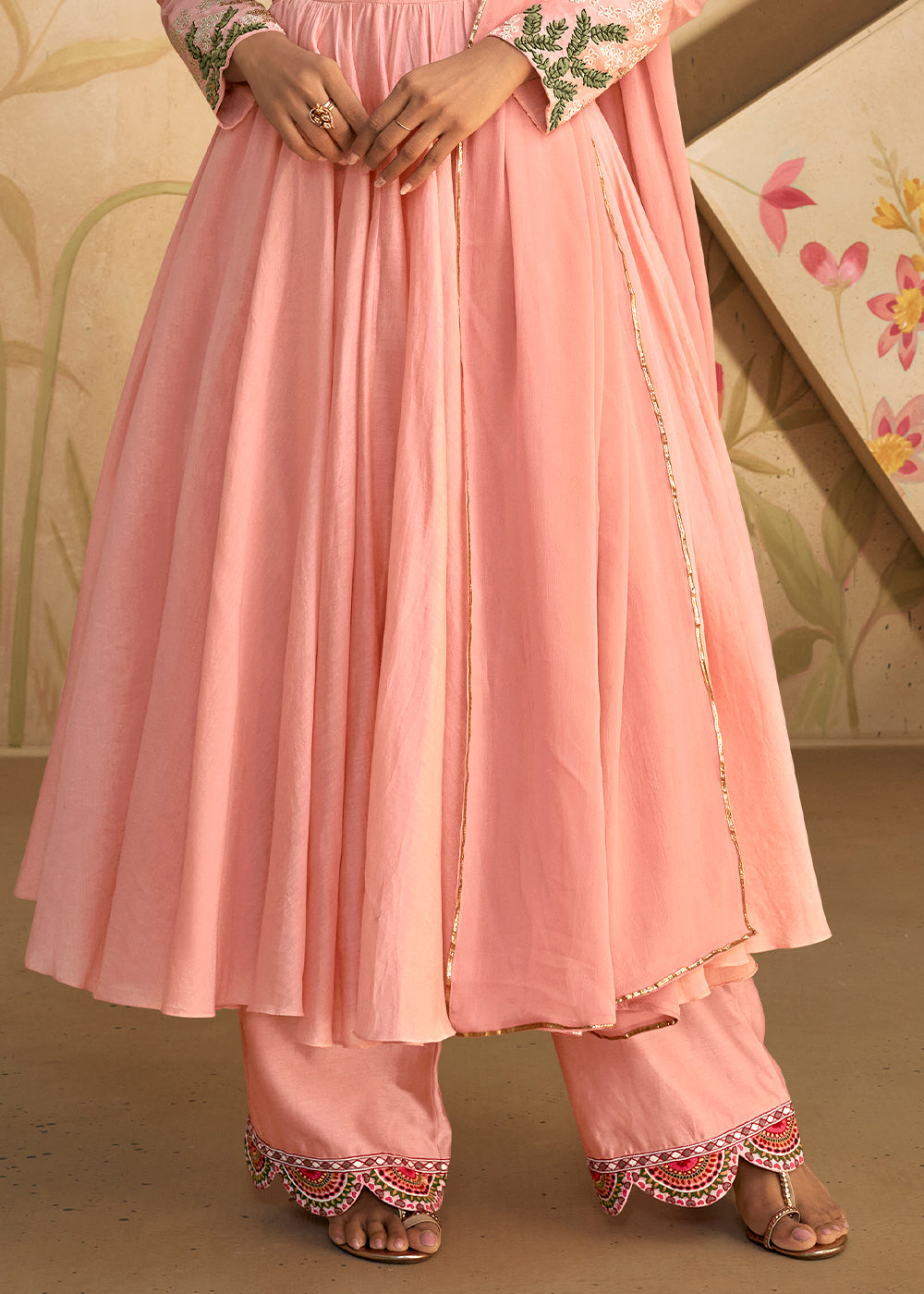 Blush Pink Embroidered Silk Suit - qivii