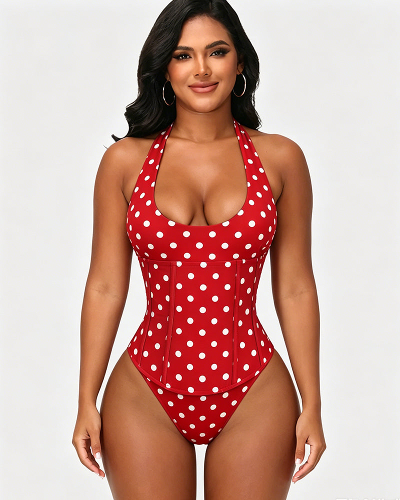 Hourglass Corset Body Shaper Waist Cincher Swimsuit Two-Piece Set  - By Qivii